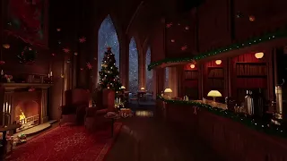 Christmas Coffee Shop Bookstore Ambience 2025 with Instrumental Jazz Christmas Music & Fireplace