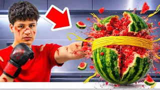 EXPLODIERT EINE WASSERMELONE BEI 1000 GUMMIBÄNDERN ?!  😳 🍉#hakimmprime #challenge  #viral