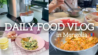 Daily food vlog in Mongolia | кимчижигэ, паста хийв, grocery shopping, yoga, lunch, coffee, hotpot