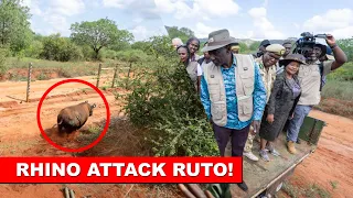 DRAMA!! President Ruto almost attacked by a Rhino at Tsavo National Park!🔥