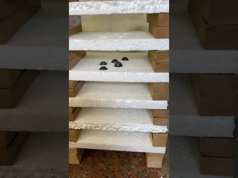 Hot iron balls vs Styrofoam tower 🔥. #shorts #asmr #experiment