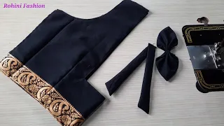 Simple and easy designer blouse back neck design | Cutting and stitching back neck design
