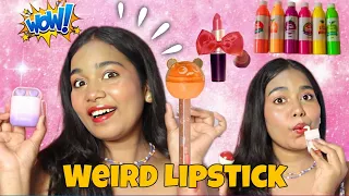 Trying Extremely CUTE and WEIRD Lipstick From Meesho 😱 Browny Priya
