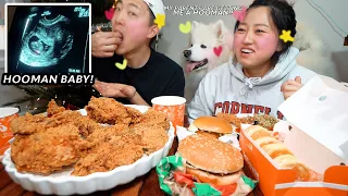 (mukbang) We are PREGNANT !! 😲 Story time w. Popeyes & Burger King! Becoming Family of 4❤️