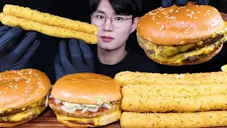 더블 치즈버거 불고기버거 치즈스틱 먹방ASMR MUKBANG DOUBLE CHEESEBURGERS & CHEESE STICK チーズバーガー チーズスティック eating sounds