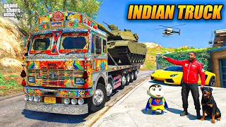 Franklin & Shinchan Use Indian TATA Truck And Start Transport Business For President in GTA 5