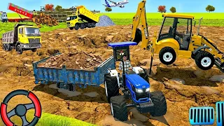 Heavy Village Tractor Work | JCB, Dumper, Holland & John Deere Extreme Mud Loading, Gameplay | trac