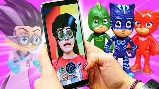 Pijamaskeliler telefon uygulaması. Romeo gece ninjası ile görünmez oldular. Laboratuvar oyunları