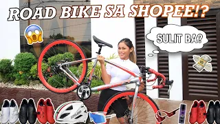 BUMILI AKO NG ROAD BIKE SA SHOPEE 😱 (ANG MURA!) + BIKE ITEMS HAUL by Aira Lopez