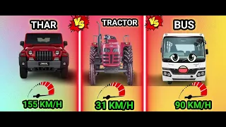 THAR 🆚 TRACTOR 🆚 BUS ❓