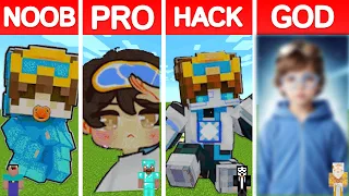 Minecraft CASH and NICO PIXEL ART BUILD CHALLENGE - NOOB vs PRO vs HACKER vs GOD
