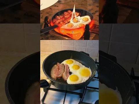 Howl's Moving Castle breakfast by studio Ghibli 🥓 🍳 #howlsmovingcastle #anime #cooking #breakfast