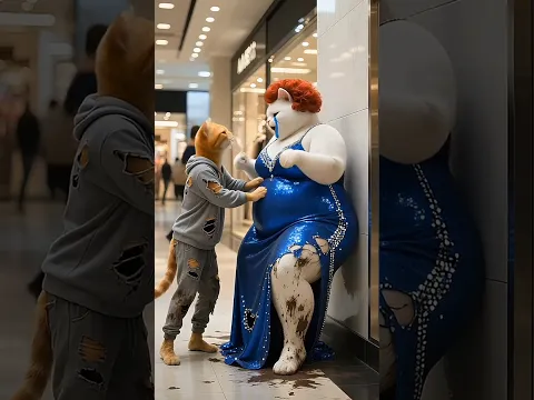 Security guard ignores fat cat because of clothes,😥😥#facts #animals #shorts