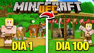 Sobrevivi 100 DIAS na era PRIMITIVA no Minecraft - O FILME