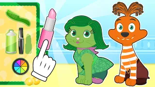 BABY PETS 🤢😬 La Gata Kira y el Perro Max se disfrazan de Ansiedad y Desagrado de IntensaMente 2