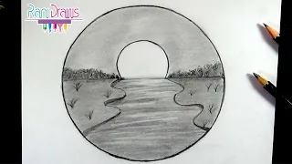 Cómo dibujar un PAISAJE con LÁPIZ fácil - Paso a paso