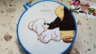 Bordado fantasia Perrito 🐶 Puntada para rellenar