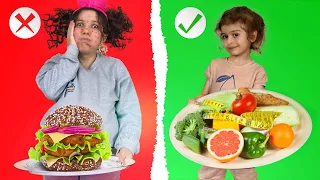Healthy Food vs Unhealthy Food Challenge with Neva & Mommy! 🥦🍕 #kidslearning