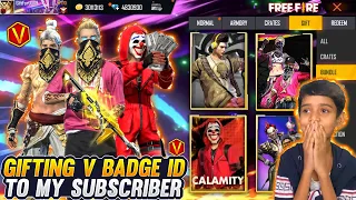 Gifting V Badge and Criminal ID To 9 Year Old Subscriber Got All Rare Gun Skins & Emotes Free Fire