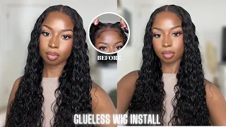 UNice Bye-Bye Knots Wig 7x5 Quick Glueless Lace Water Wave Invisible Knots Wig