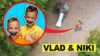 DROHNE überwacht VLAD und NIKI alleine im FREIZEITPARK um 3 UHR mittags !!