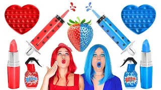 RED VS BLUE FOOD CHALLENGE ❤️💙 Warning! This Will Make You Hungry by BRAVO!