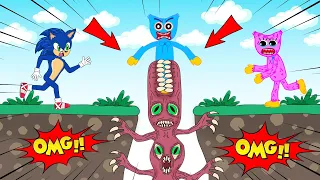 Huggy Wuggy In Great Danger!!! Sonic and Kissy Missy Run for Help!