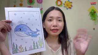 Vẽ chú cá heo màu xanh