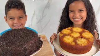 Débora e Samuel fizeram bolos /de abacaxi🍍 e de cenoura 🥕 