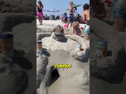 Kids’ Sand Masterpiece Comes Alive with Waves! 🌊 (@life_with_storms - on IG) #shorts