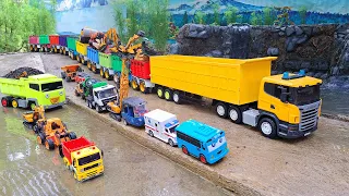 Mobil Truk Tronton Panjang Bongkar Mobil Mobilan Truk Pemadam, Crane, Dump Truck, Truk Molen