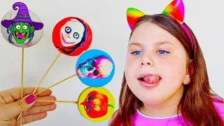 कैंडी खाने से क्या होता है ?! एड्रियाना मैजिक कैंडी lollipops cookies on Halloween