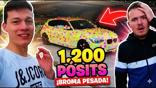 LE LLENO el COCHE con 1200 POSITS🚘 BROMA A MI COMPAÑERO🤭 SE ENFADARA? [Stoyan YT]