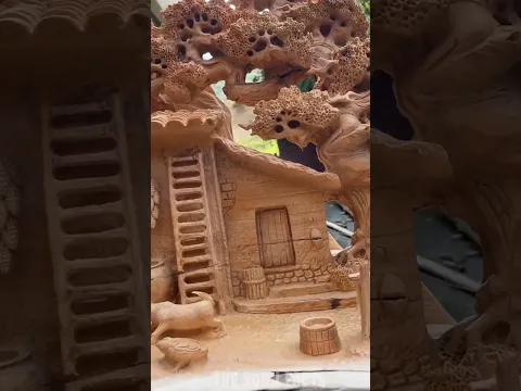 लकडी से बनाया प्राचीन घर 🤔 wood working arts - home made skills #viralshorts #shorts #facts