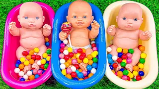 Satisfying Video Rainbow Mixing All Rainbow Candy in Bathtubs & EGGS Glossy Lollipop Cutting ASMR