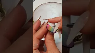 No more struggle with ombre.🦋  Butterfly wings nail art with rainbow gel polish ombre. Aurora chrome