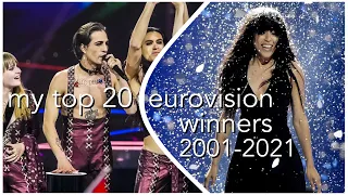 MY TOP 20 EUROVISION WINNERS (2001-2021)