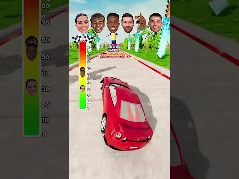 🤩CR7 Vs Messi Vs Lamine Yamal Vs Vinicius🚗Obstacles Challenge! #simulator #shorts