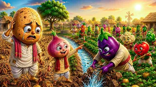 🥔🌾 सूख रही थी आलू की फसल, फिर पूरे गाँव ने मिलकर बचाई! ❤️ vegetable, Kahani ￼