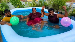 நம்ம வீட்டு மாடியில் New Swimming Pool 😍 வேற Level Fun Challenge || Amma Kai Pakkuvam
