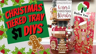 NEW CHRISTMAS $1 TIERED TRAY DECOR 🎄 EASY DIYS ANYONE CAN DO!!
