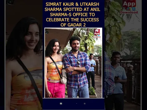 SIMRAT KAUR & UTKARSH SHARMA SPOTTED AT ANIL SHARMA S OFFICE TO CELEBRATE THE SUCCESS OF GADAR 2