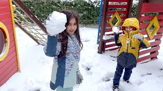 İstanbul'da Kar heyecanı. kar topu. yapmak ve Kar tatili Kar neşesi