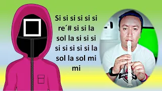 El juego del calamar, flauta dulce fácil, tutorial, Squid game intro music, easy flute recorder오징어게임