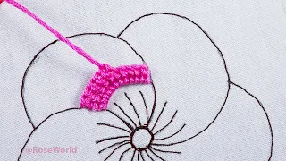 hand embroidery new fluffy petal flower design Only with thread & Macrame Chain Plaited Stitch
