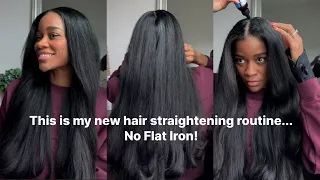 NEW Hair Straightening Routine---No Flat Iron