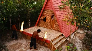 45 days Build Mini Home by Dried bamboo and Muddy /Bamboo House in Forest/Mini farm House (Part 2)