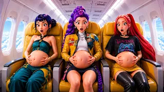 LE VOYAGE EN AVION DE RUMI MIRA ET ZOEY ENCEINTES ! KPOP Demon Hunters Jet Privé !