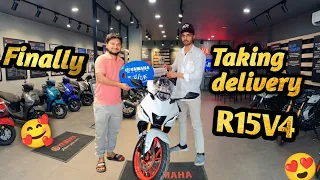 Taking delivery of R15 v4 || delivery of my dream bike r15 v4 || my new bike r15 v4 delivery 