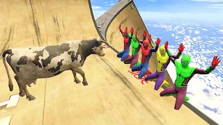 GTA 5 Funny Ragdolls SPIDERMAN Vs COW EPIC vol.3 (Euphoria Physics, Ragdolls, Fails, Funny Moments)